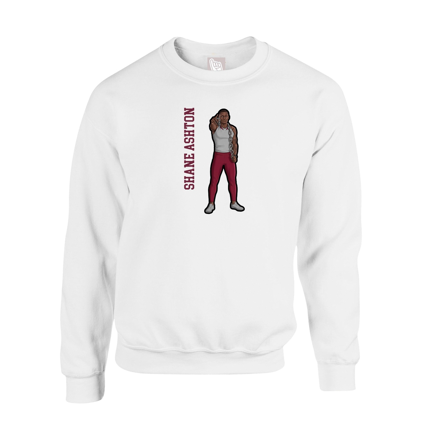 Fleece Crew — Name Vertical in White
