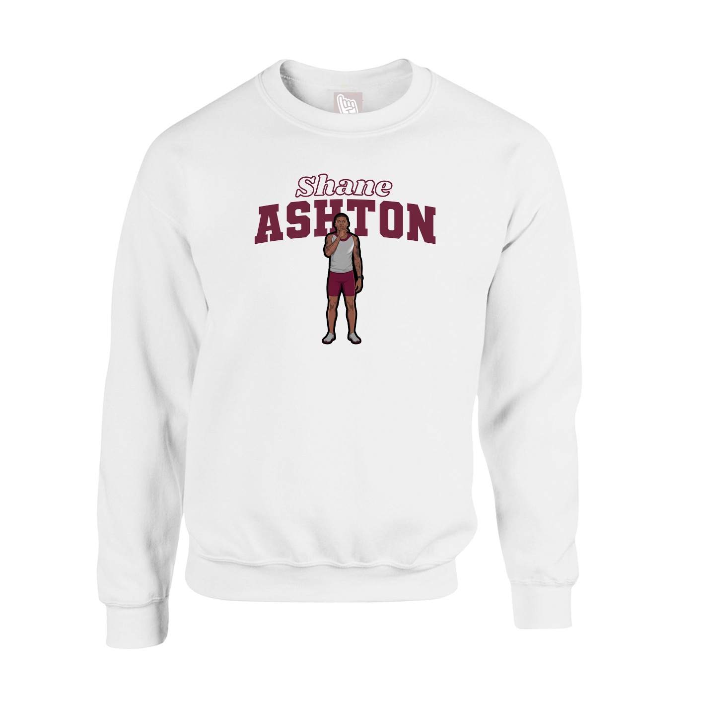 Fleece Crew — Name Arch in White
