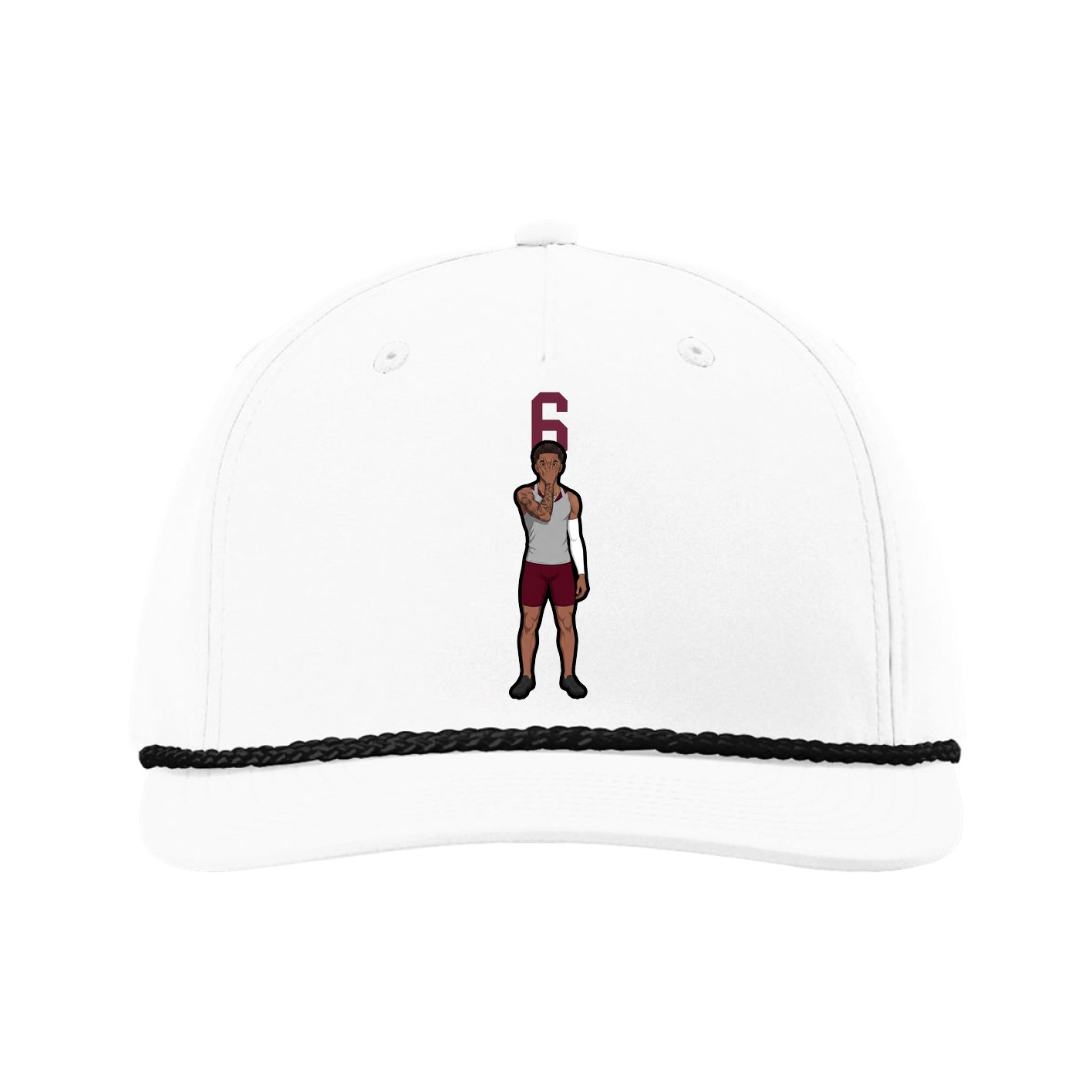 Five-Panel Classic Rope Cap — Number Top in White