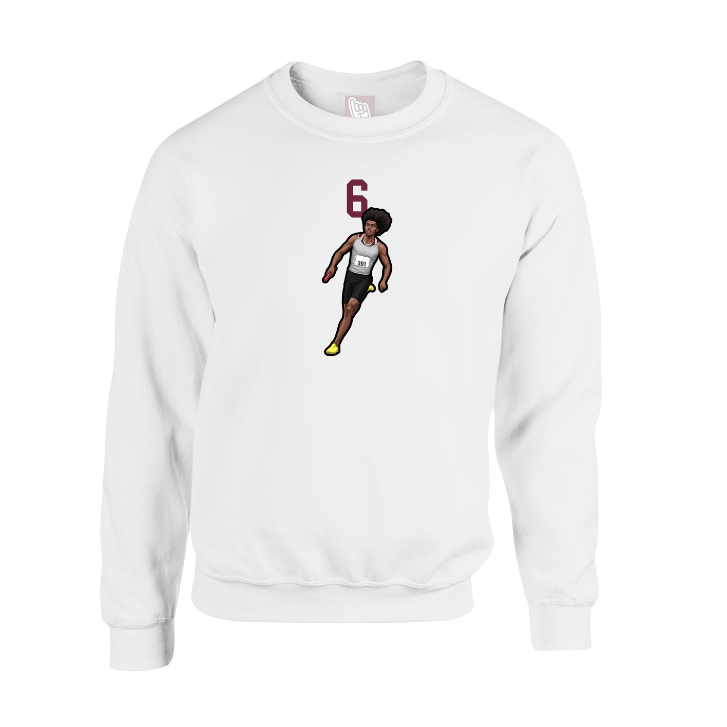 Fleece Crew — Number Top in White