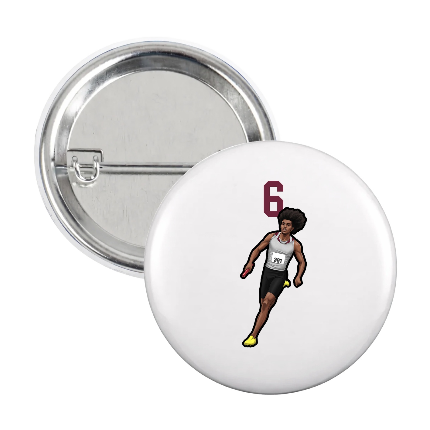 Game Day Button — Number Top in White
