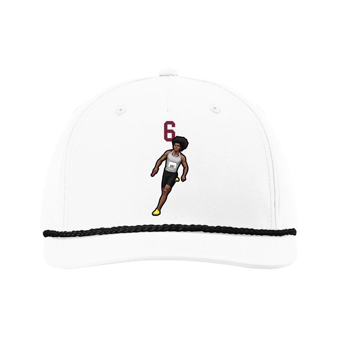 Five-Panel Classic Rope Cap — Number Top in White