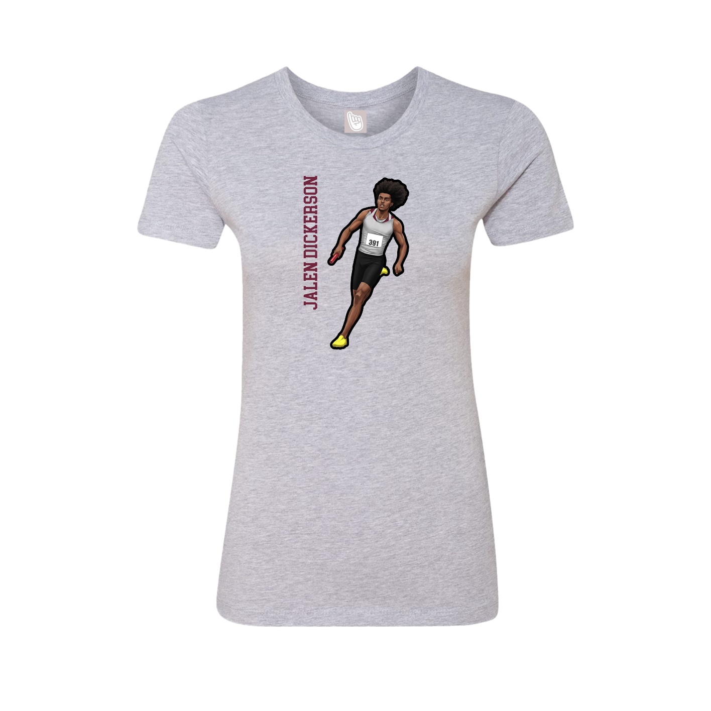 Fitted Women's Tee — Name Vertical in Grey
