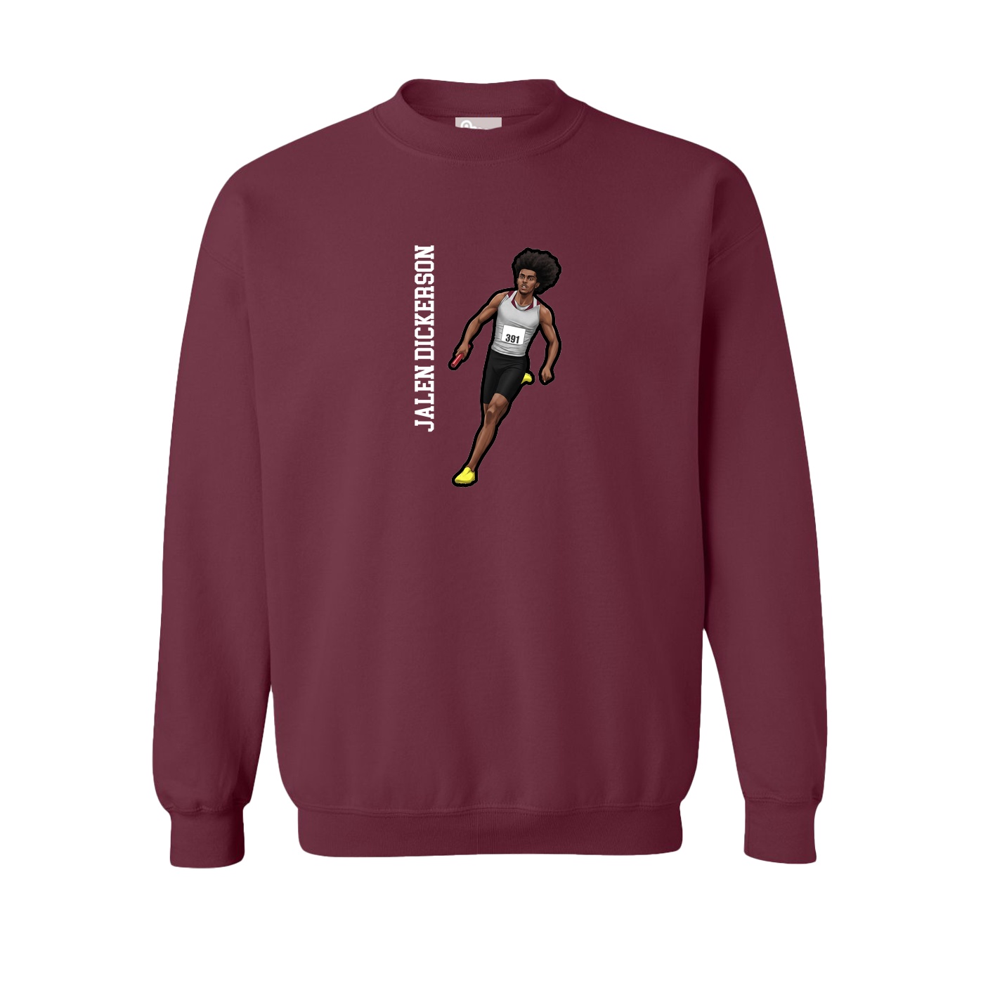 Fleece Crew — Name Vertical in Maroon
