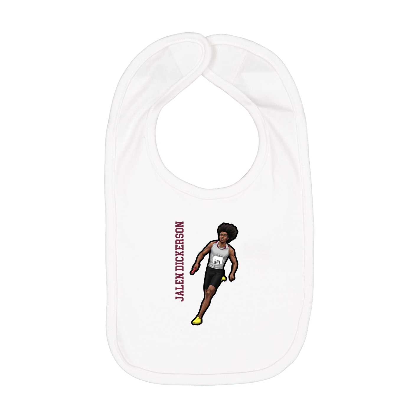 Infant Bib — Name Vertical in White