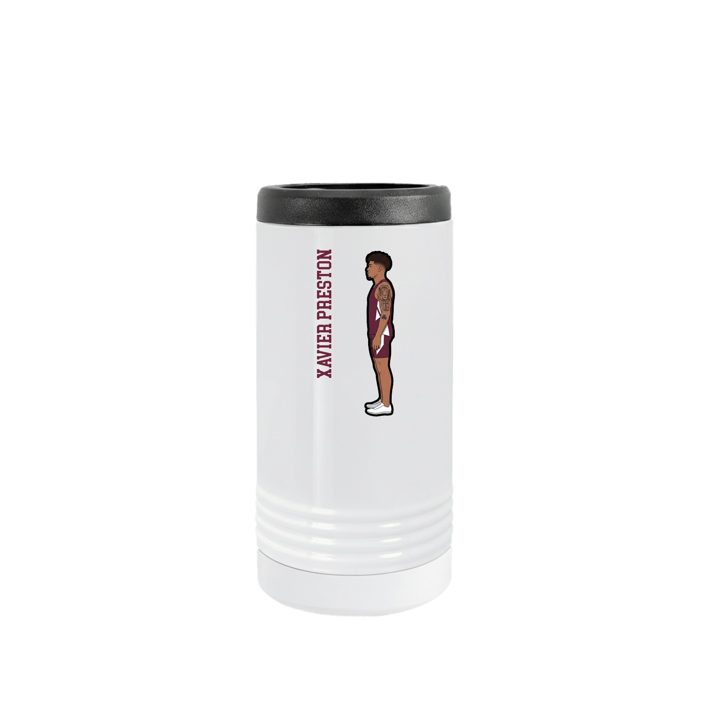 Slim Beverage Holder — Name Vertical in White