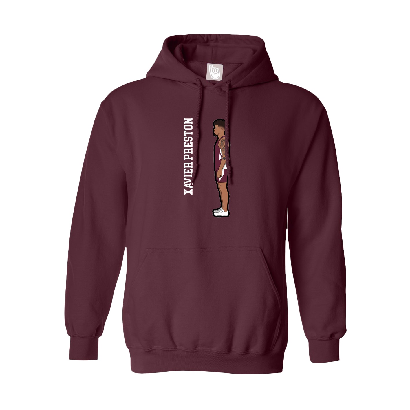 Hoodie — Name Vertical in Maroon