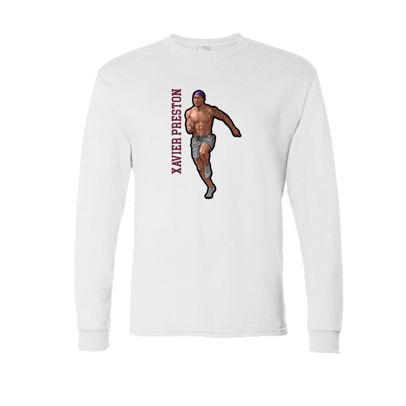 Long Sleeve Tee — Name Vertical in White