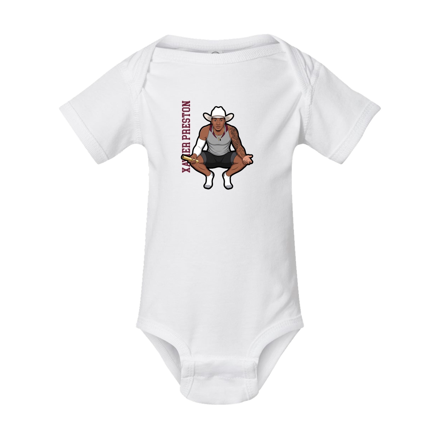 Baby Onesie — Name Vertical in White