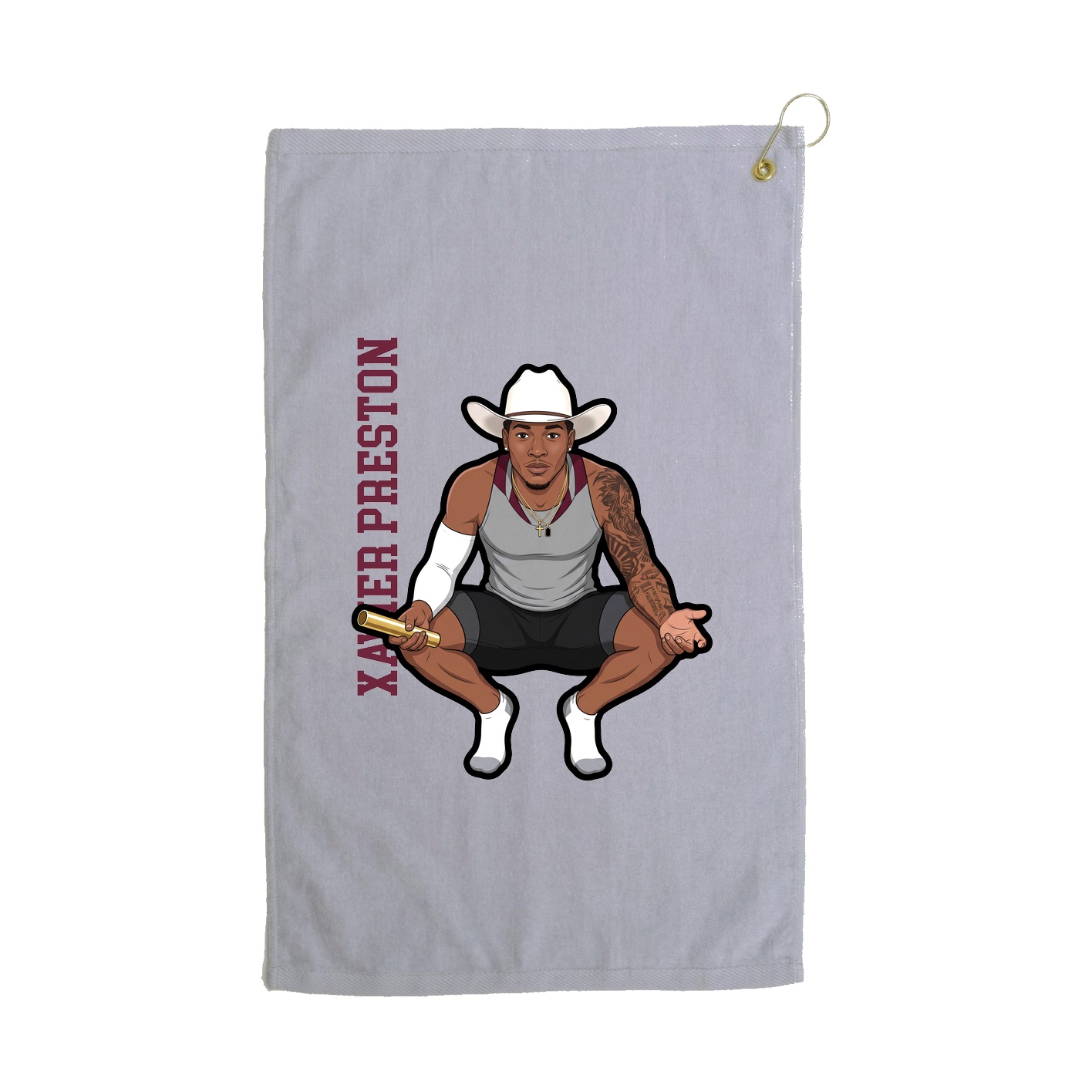 Golf Towel — Name Vertical in Grey