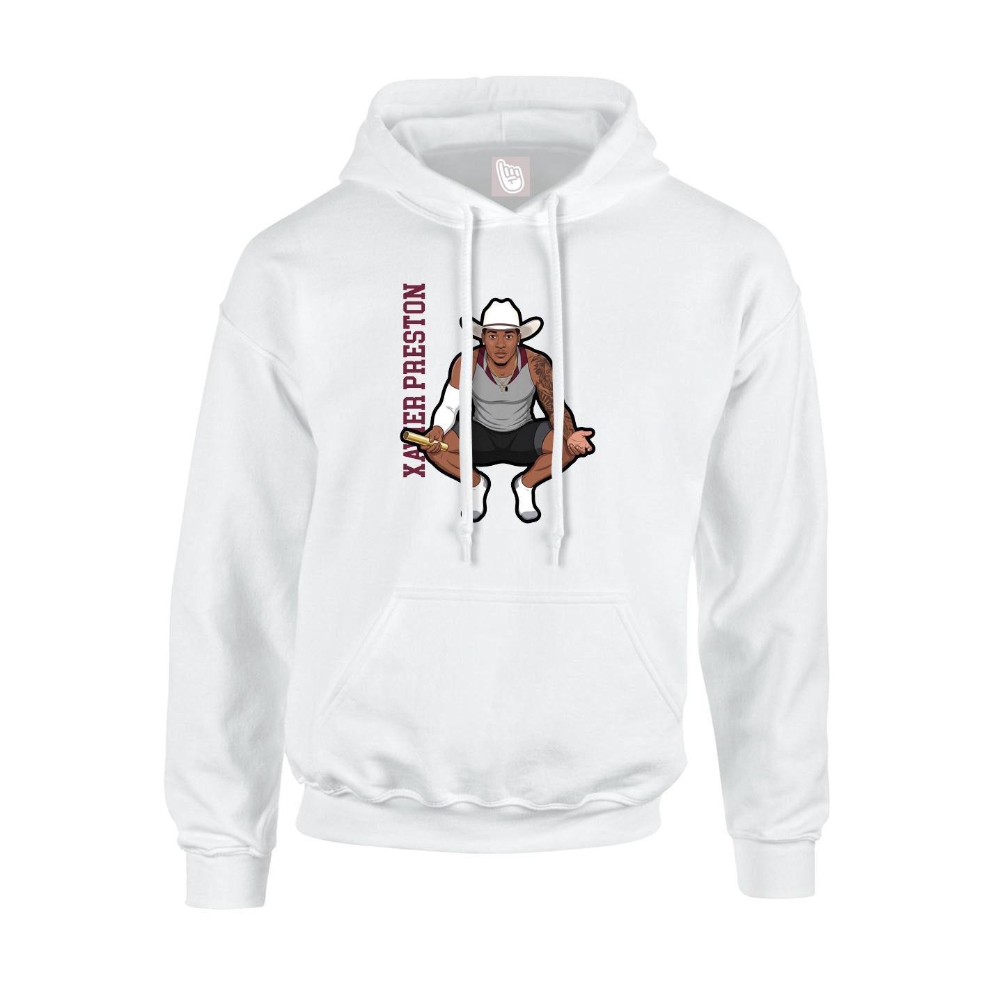 Youth Hoodie — Name Vertical in White