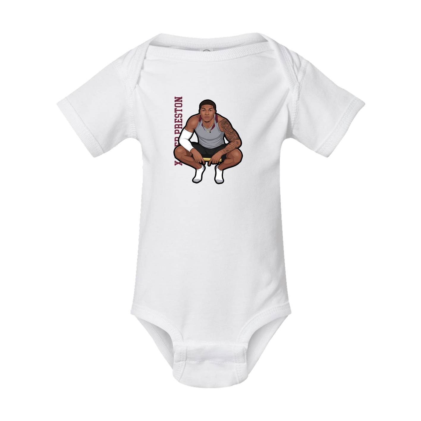 Baby Onesie — Name Vertical in White