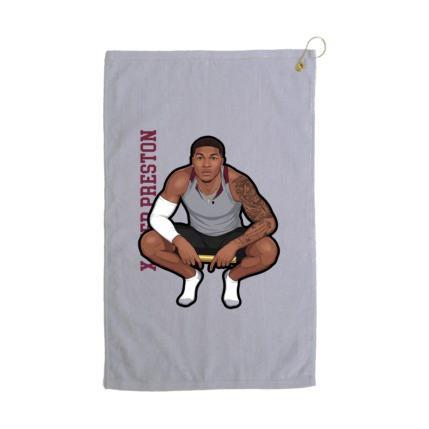 Golf Towel — Name Vertical in Grey