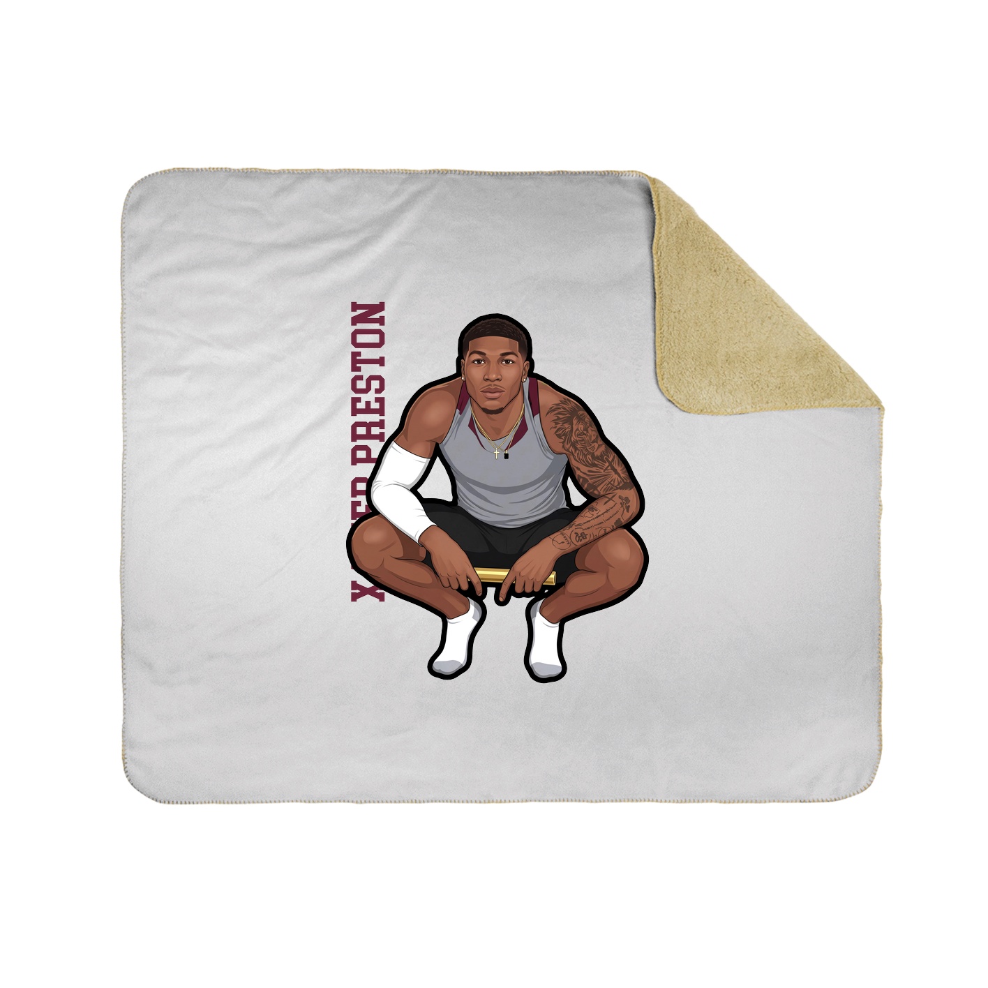 Throw Blanket — Name Vertical in White