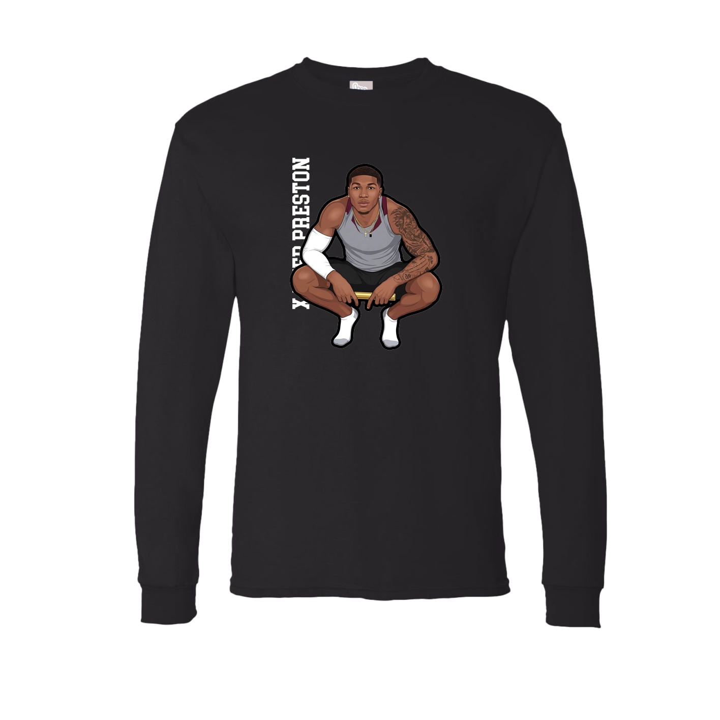 Long Sleeve Tee — Name Vertical in Black