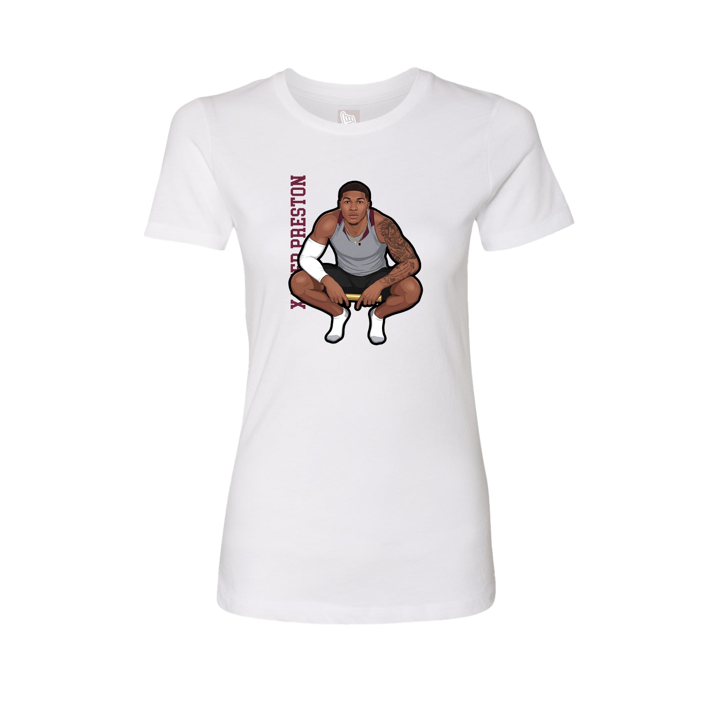 Womens Tee — Name Vertical in White