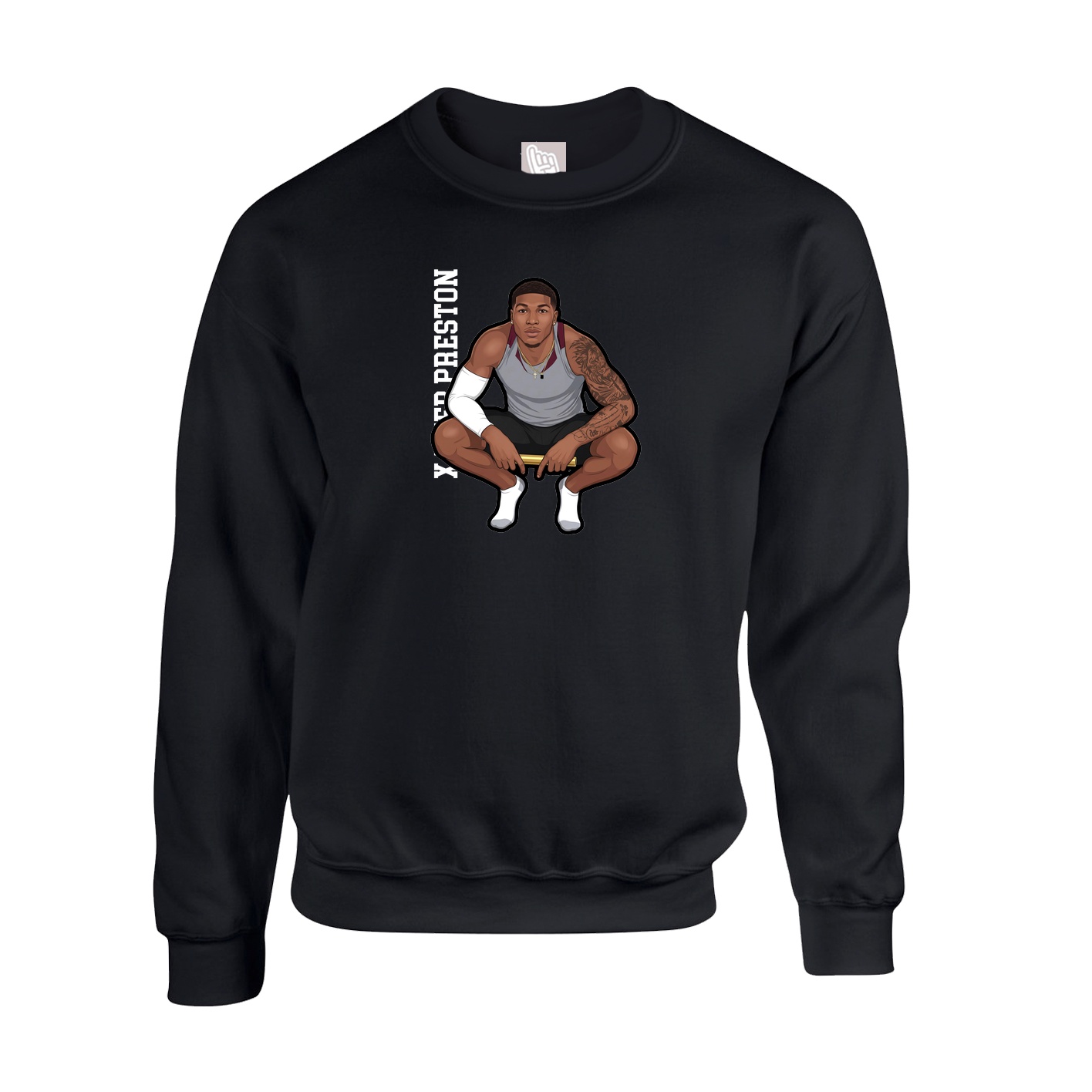 Fleece Crew — Name Vertical in Black