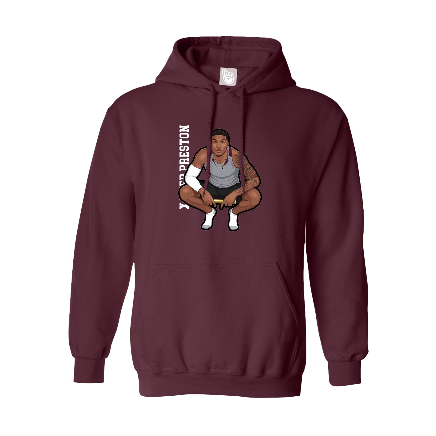 Youth Hoodie — Name Vertical in Maroon