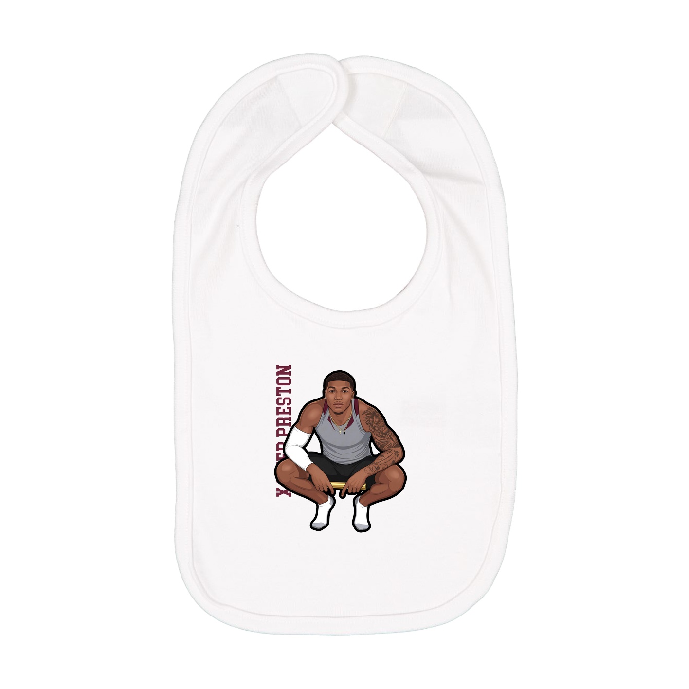 Infant Bib — Name Vertical in White