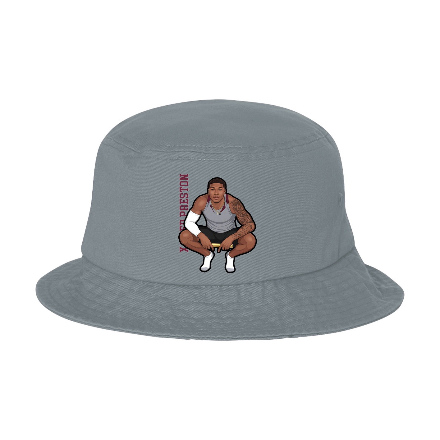 Bucket Cap — Name Vertical in Grey
