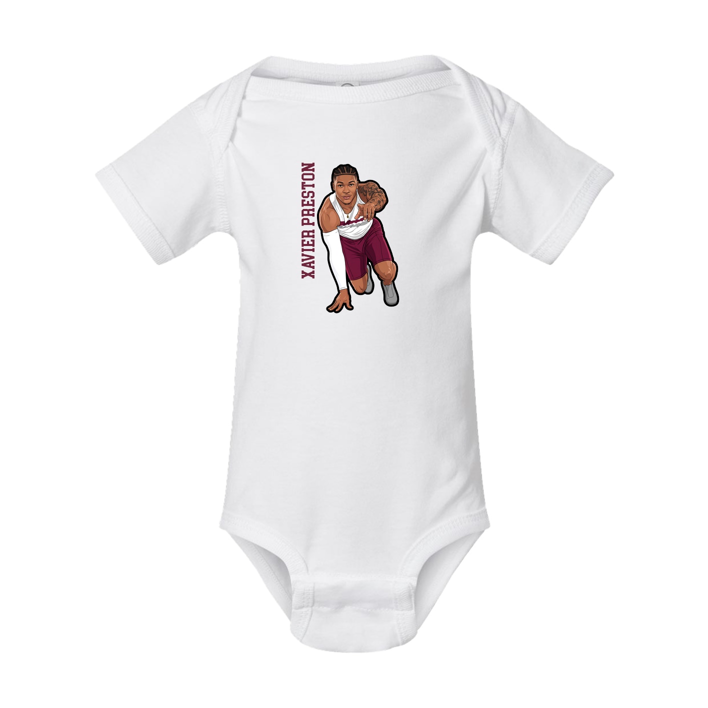 Baby Onesie — Name Vertical in White