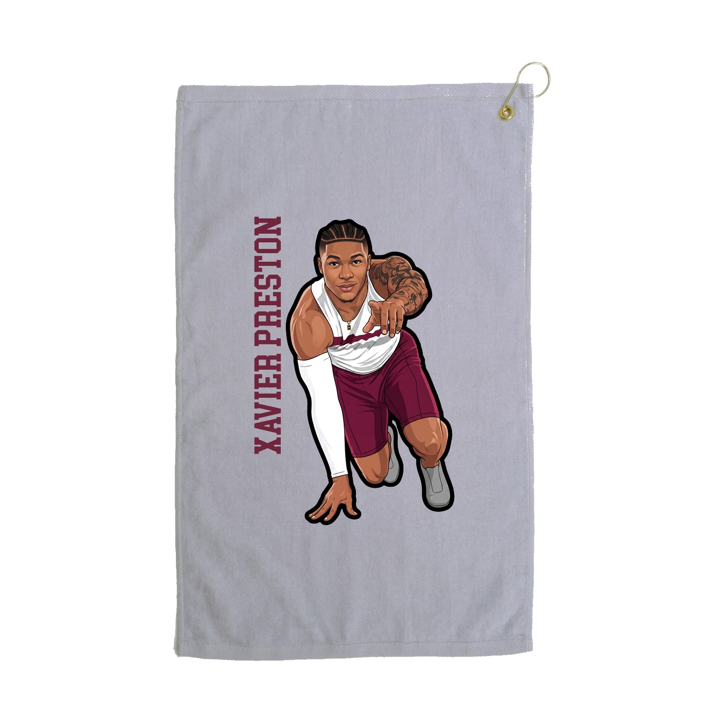 Golf Towel — Name Vertical in Grey