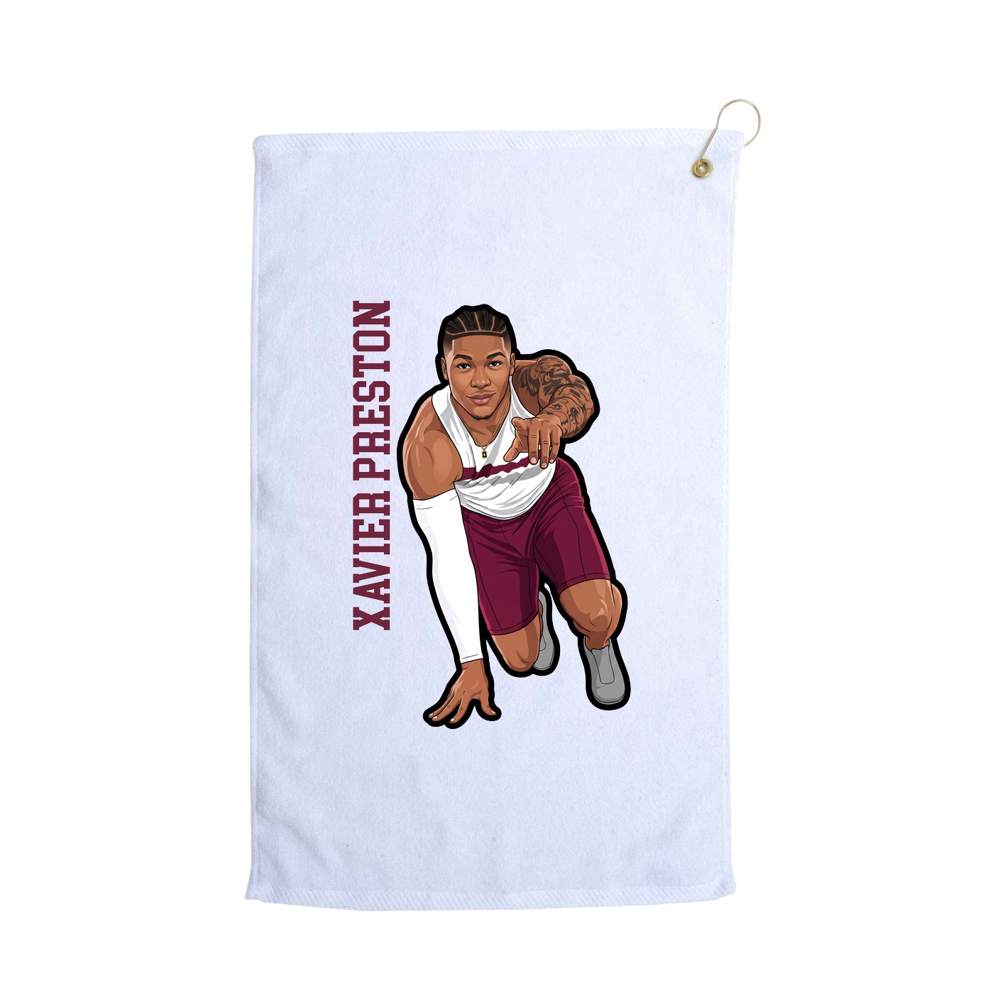 Golf Towel — Name Vertical in White