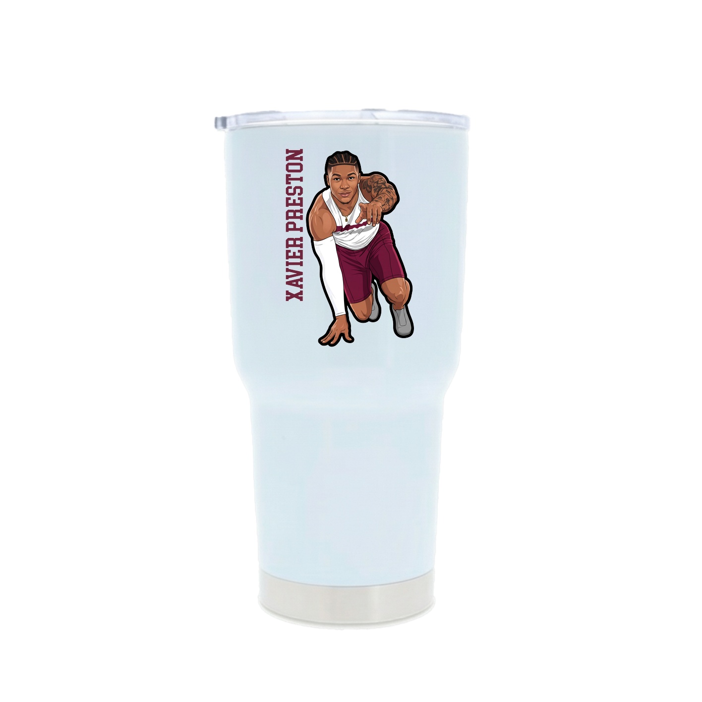 30oz Stainless Steel Tumbler — Name Vertical in White