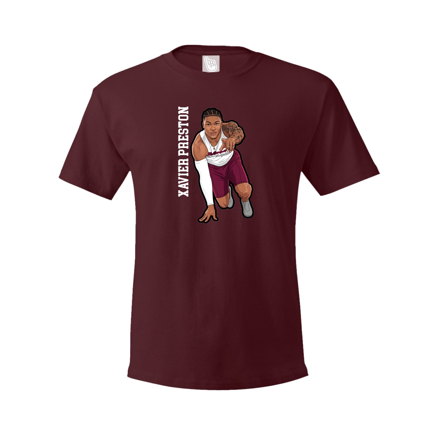 Tee — Name Vertical in Maroon