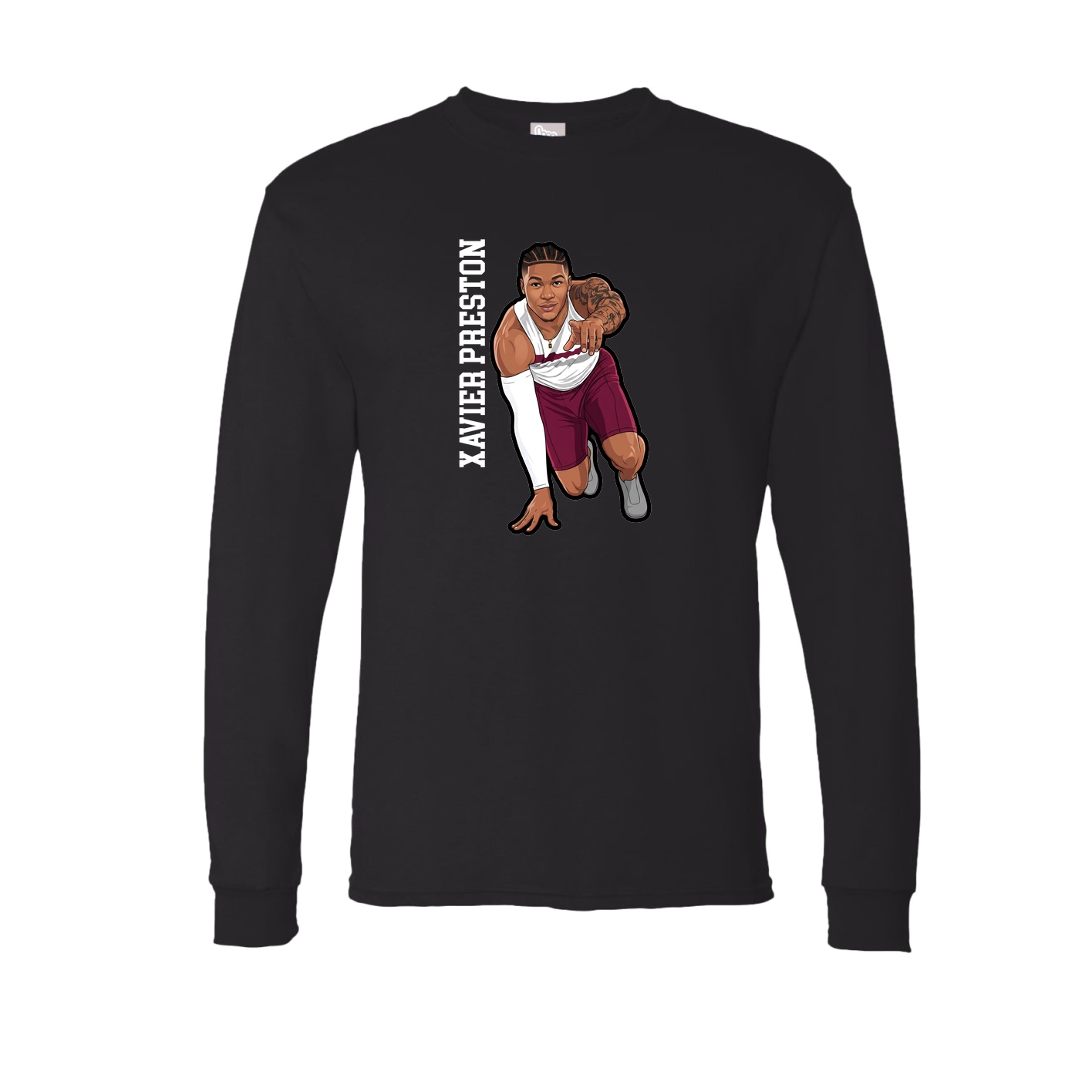 Long Sleeve Tee — Name Vertical in Black