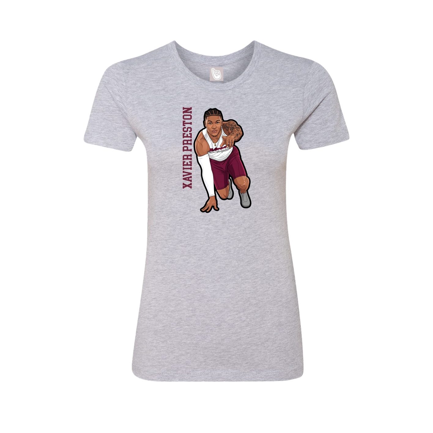 Womens Tee — Name Vertical in Grey