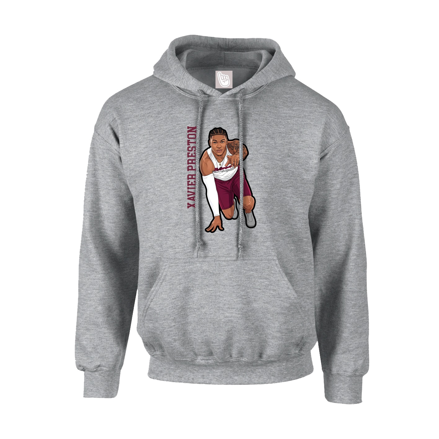 Hoodie — Name Vertical in Grey