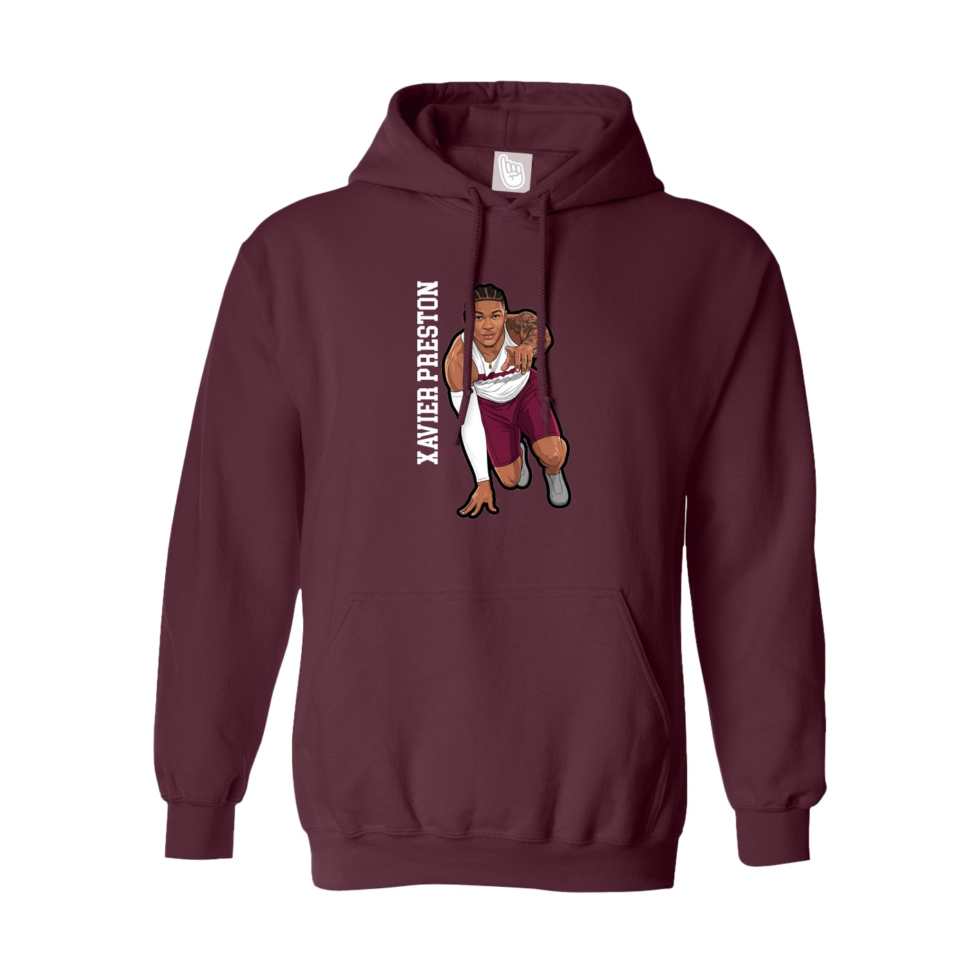 Hoodie — Name Vertical in Maroon