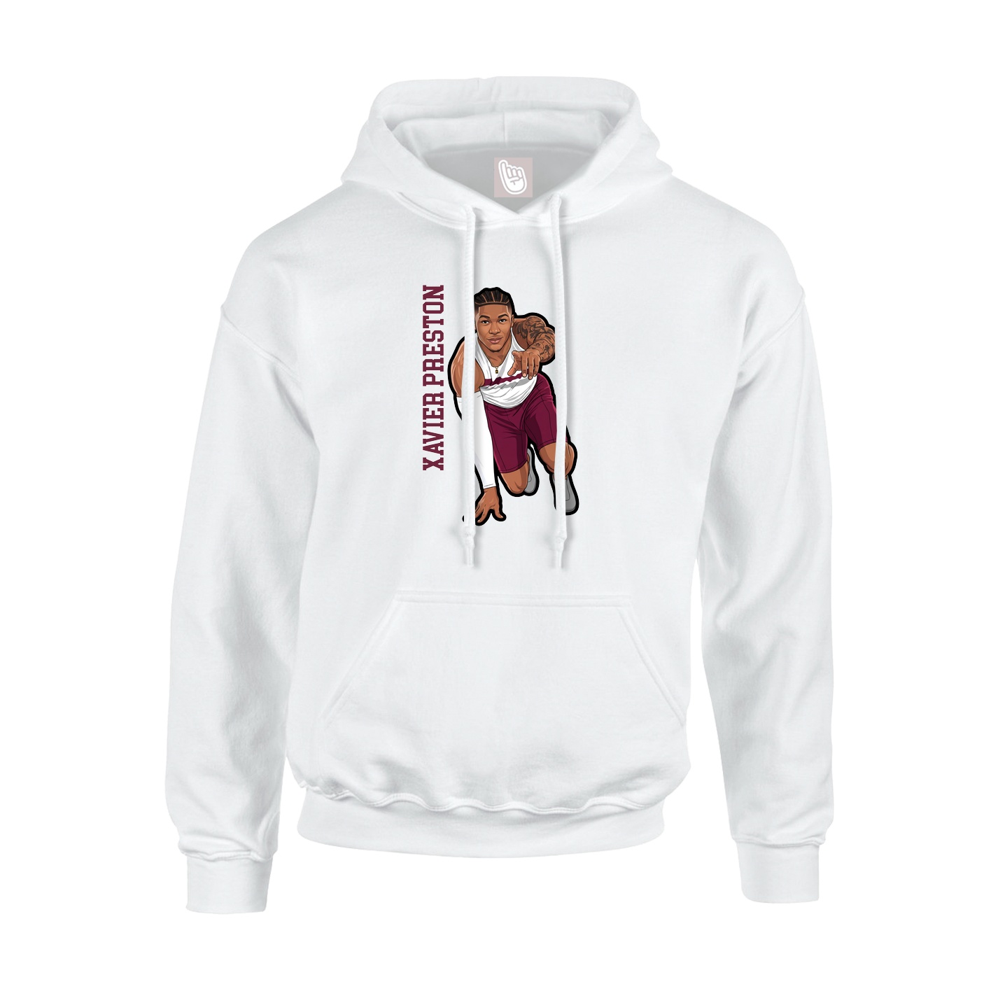 Youth Hoodie — Name Vertical in White