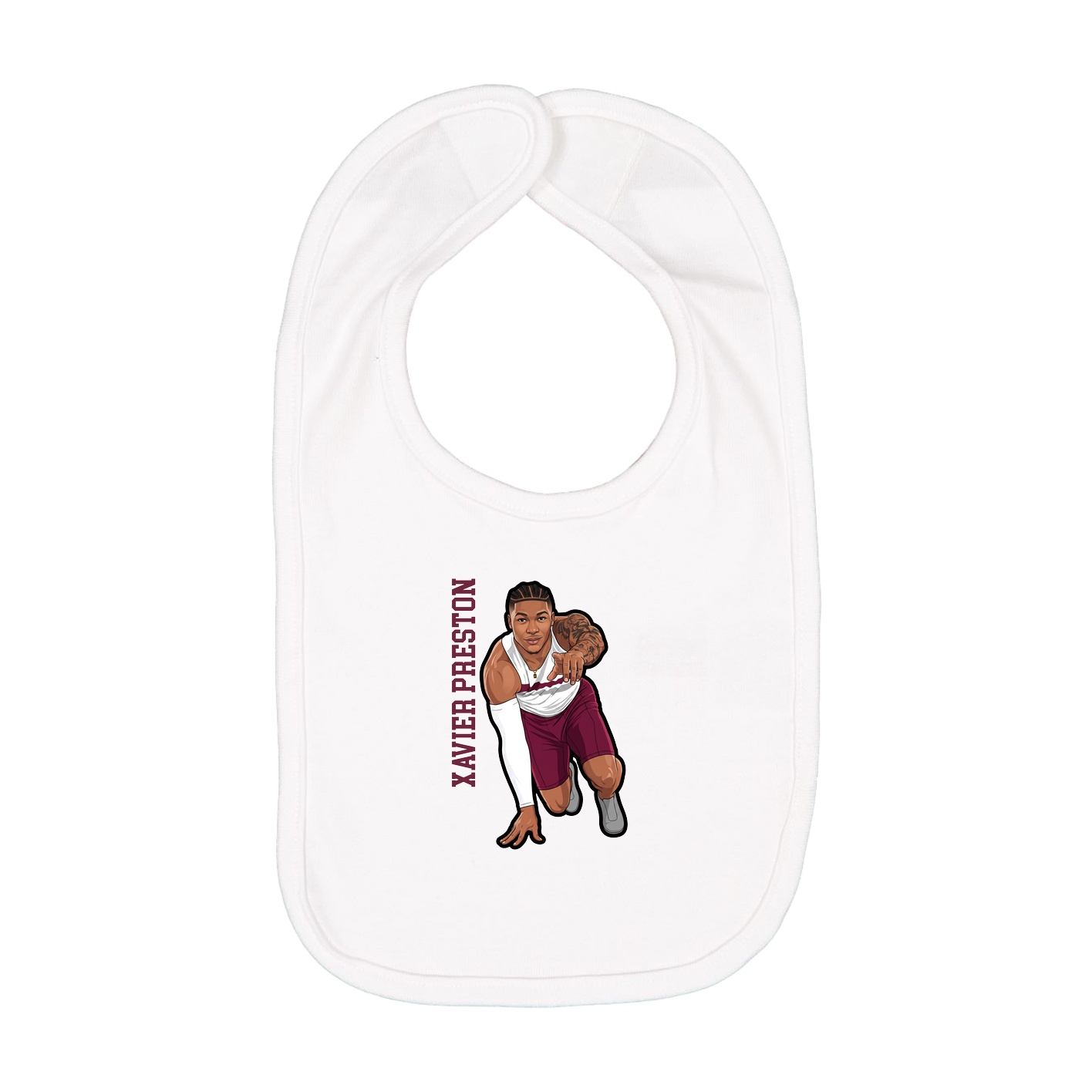 Infant Bib — Name Vertical in White