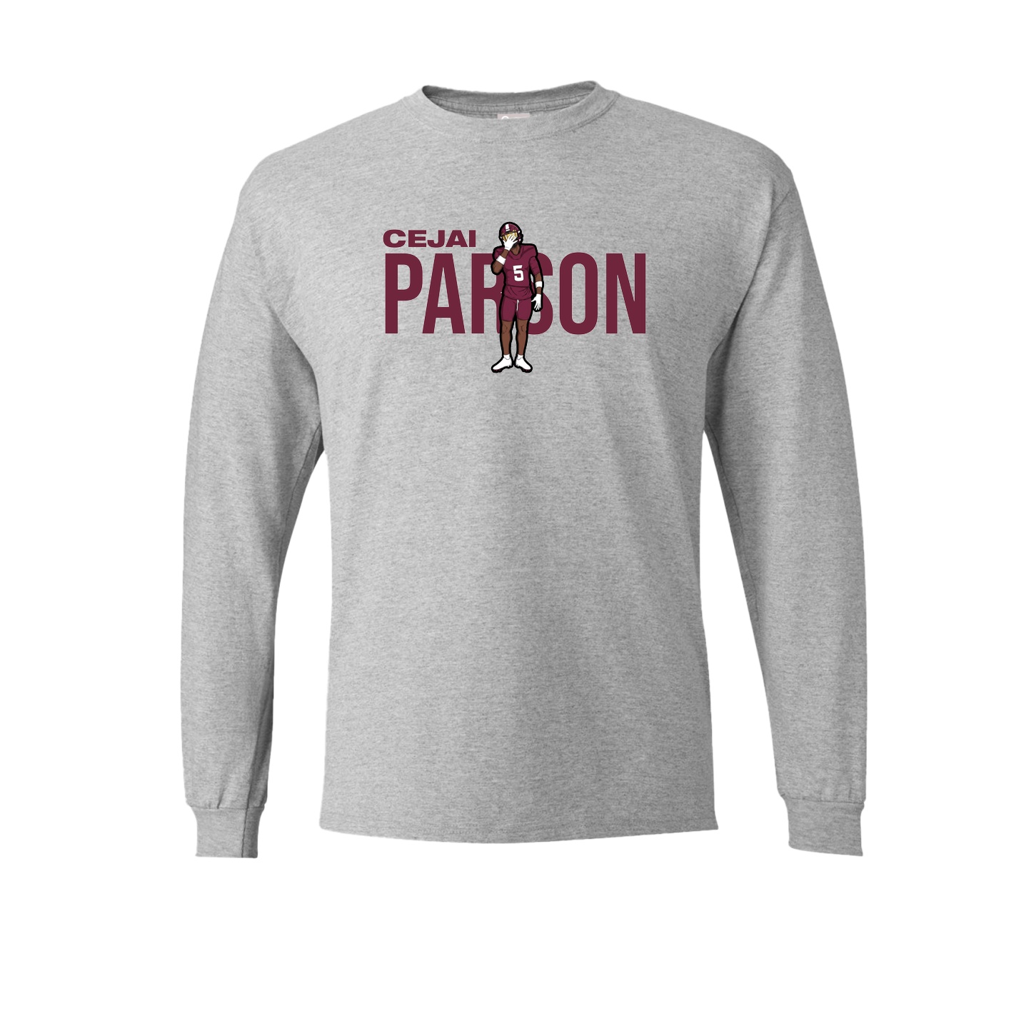Long Sleeve Tee — Player Name in Grey