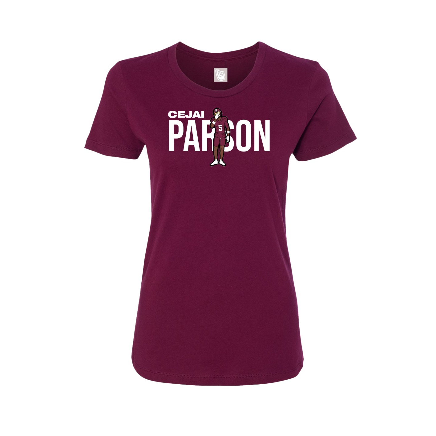 Fitted Women's Tee — Player Name in Maroon