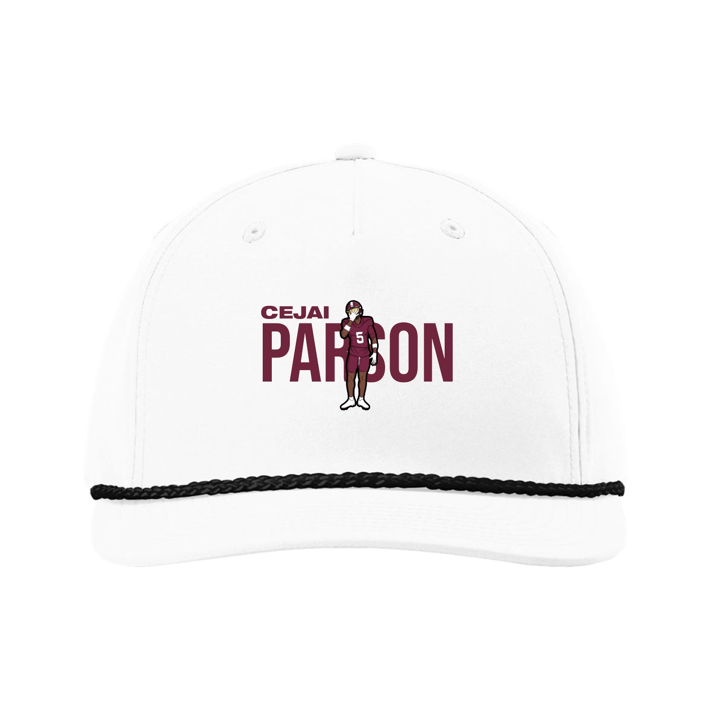 Five-Panel Classic Rope Cap — Player Name in White