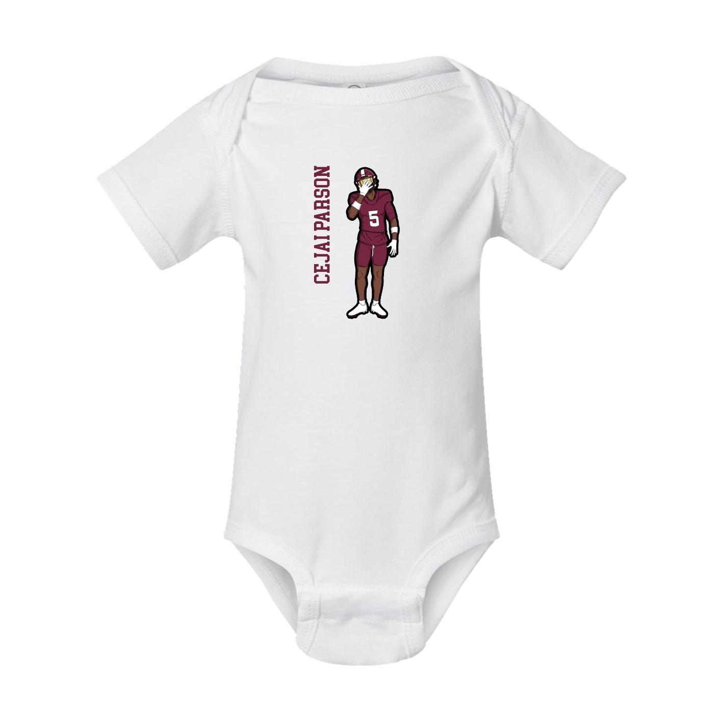 Baby Onesie — Name Vertical in White