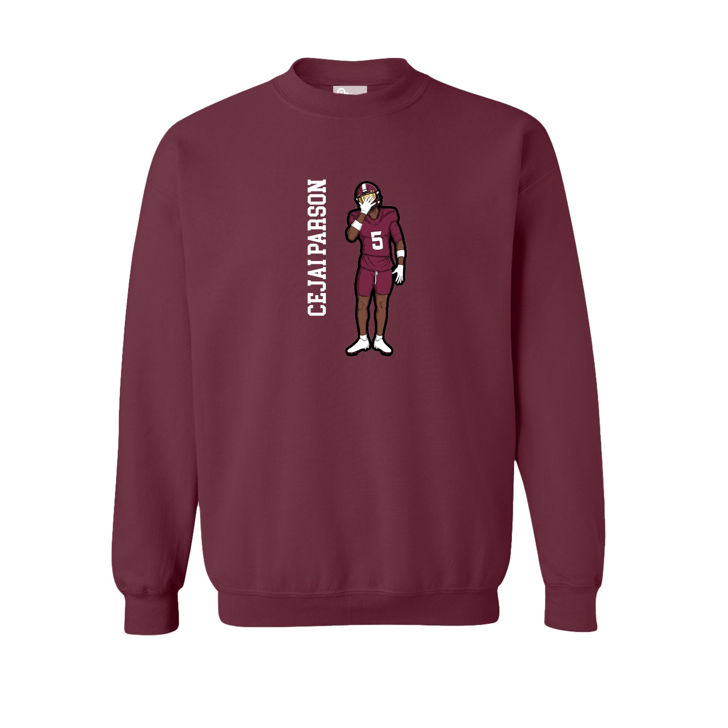 Fleece Crew — Name Vertical in Maroon