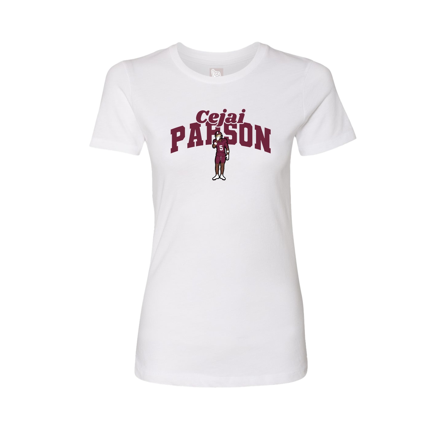 Fitted Women's Tee — Signature Arch in White