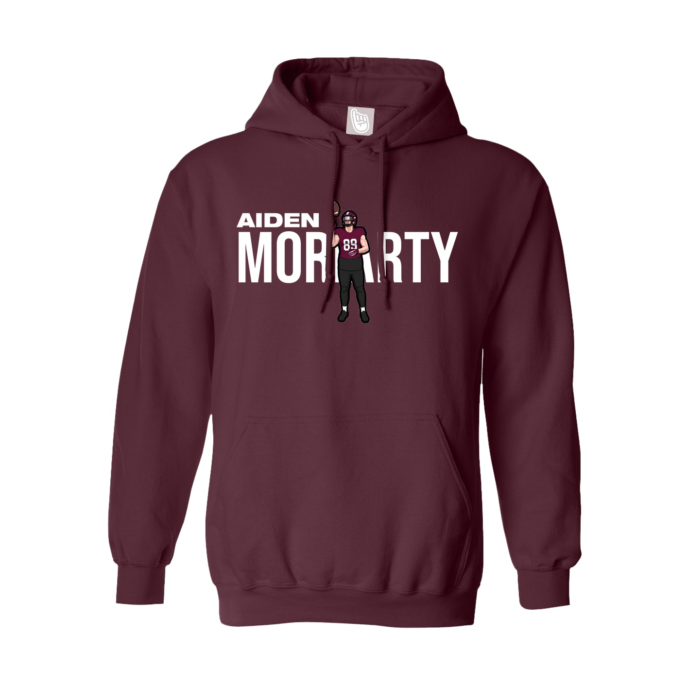 Youth Hoodie — Player Name in Maroon