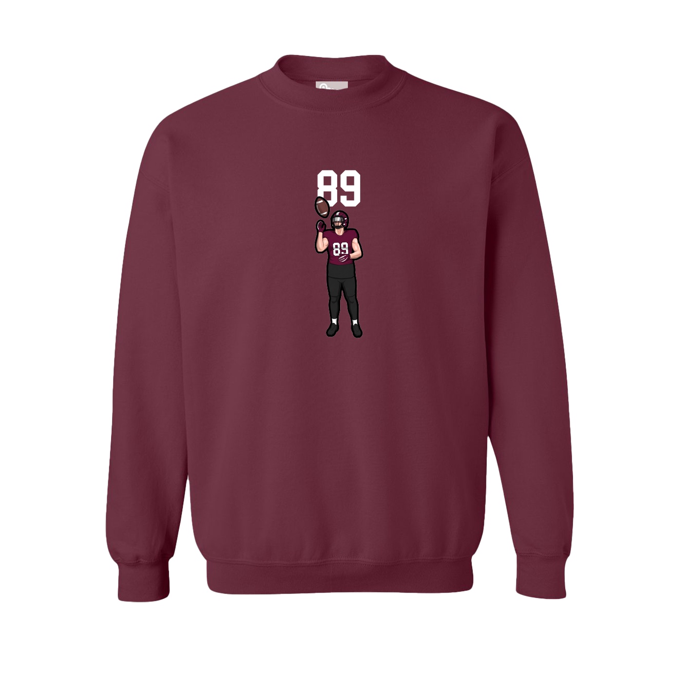 Fleece Crew — Number Top in Maroon