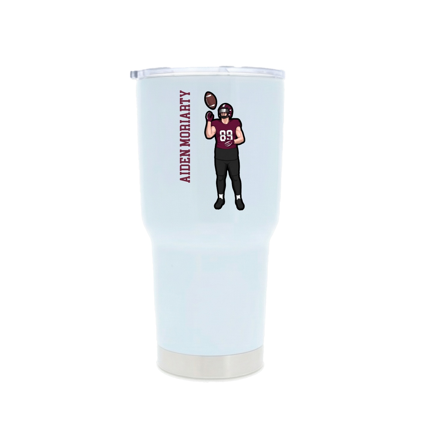 30oz Stainless Steel Tumbler — Name Vertical in White