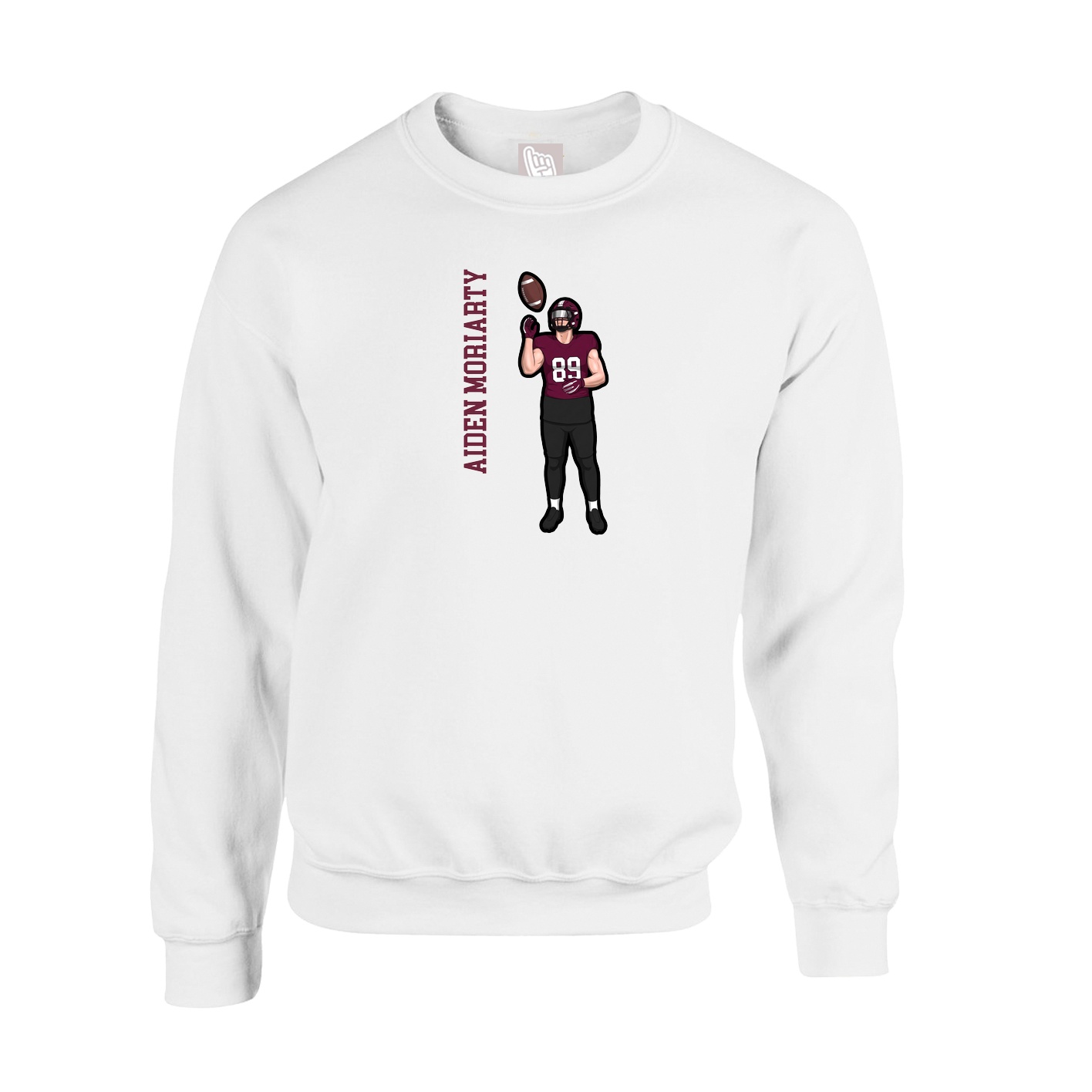 Fleece Crew — Name Vertical in White