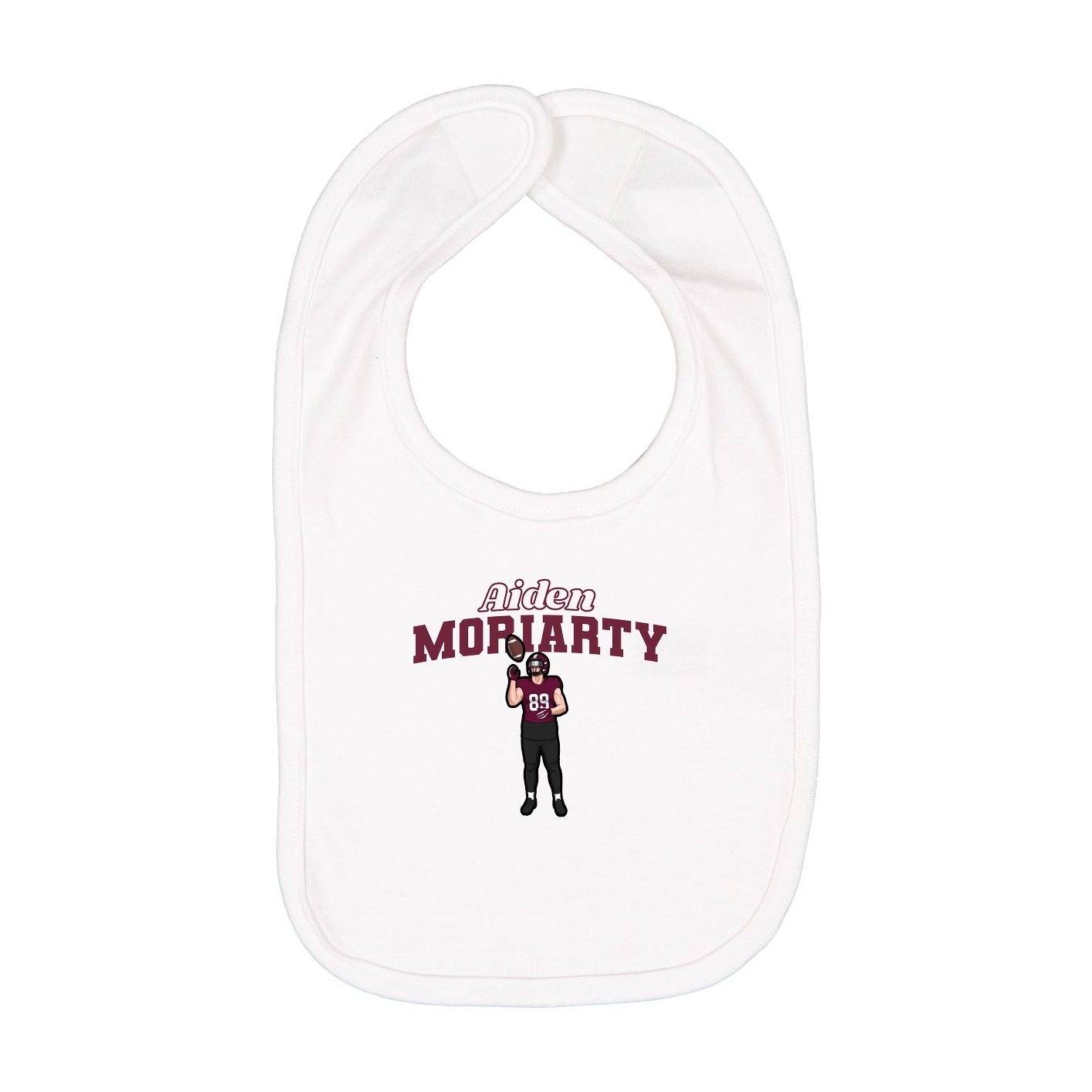 Infant Bib — Name Arch in White