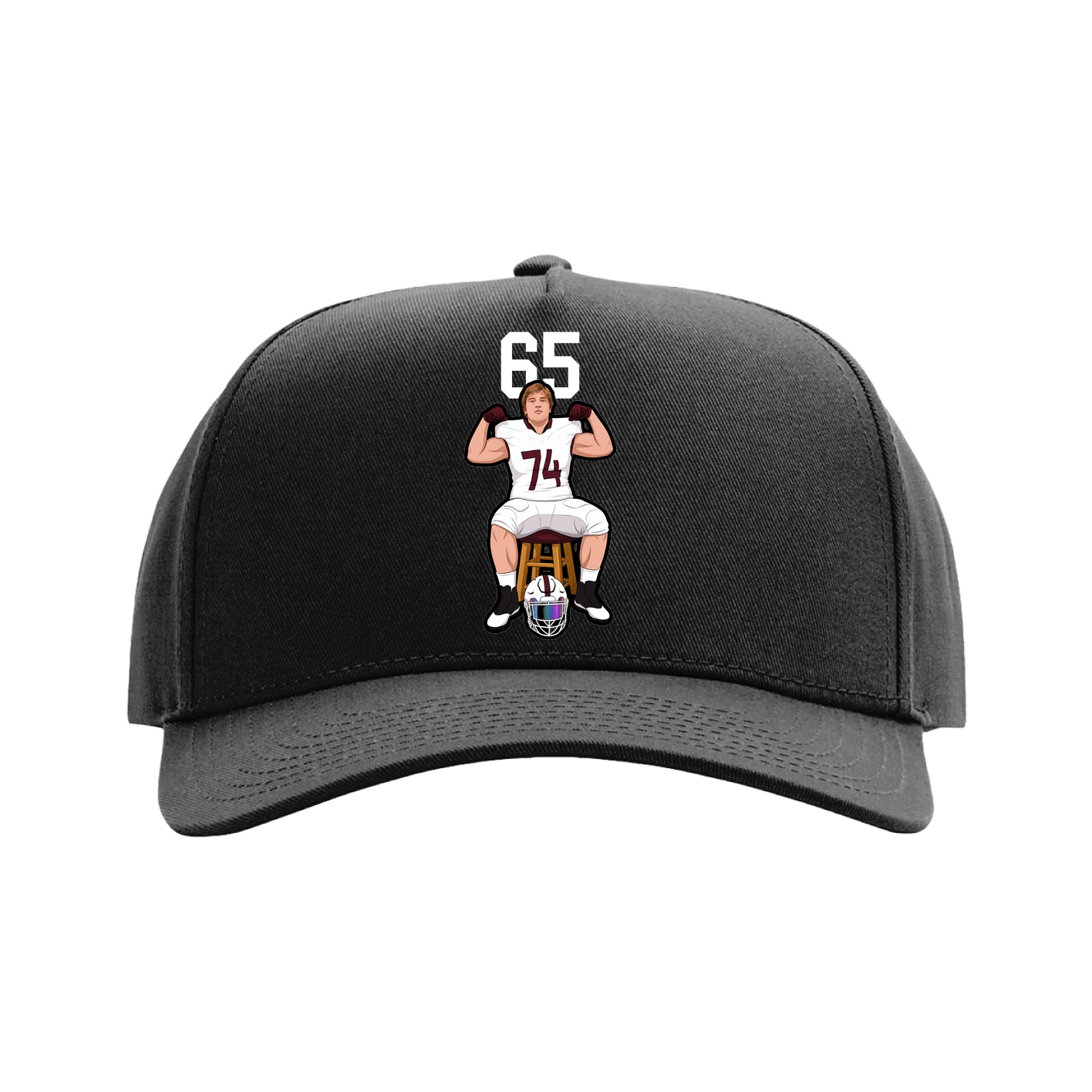 Full Fabric Five-Panel Champ Cap — Number Top in Black