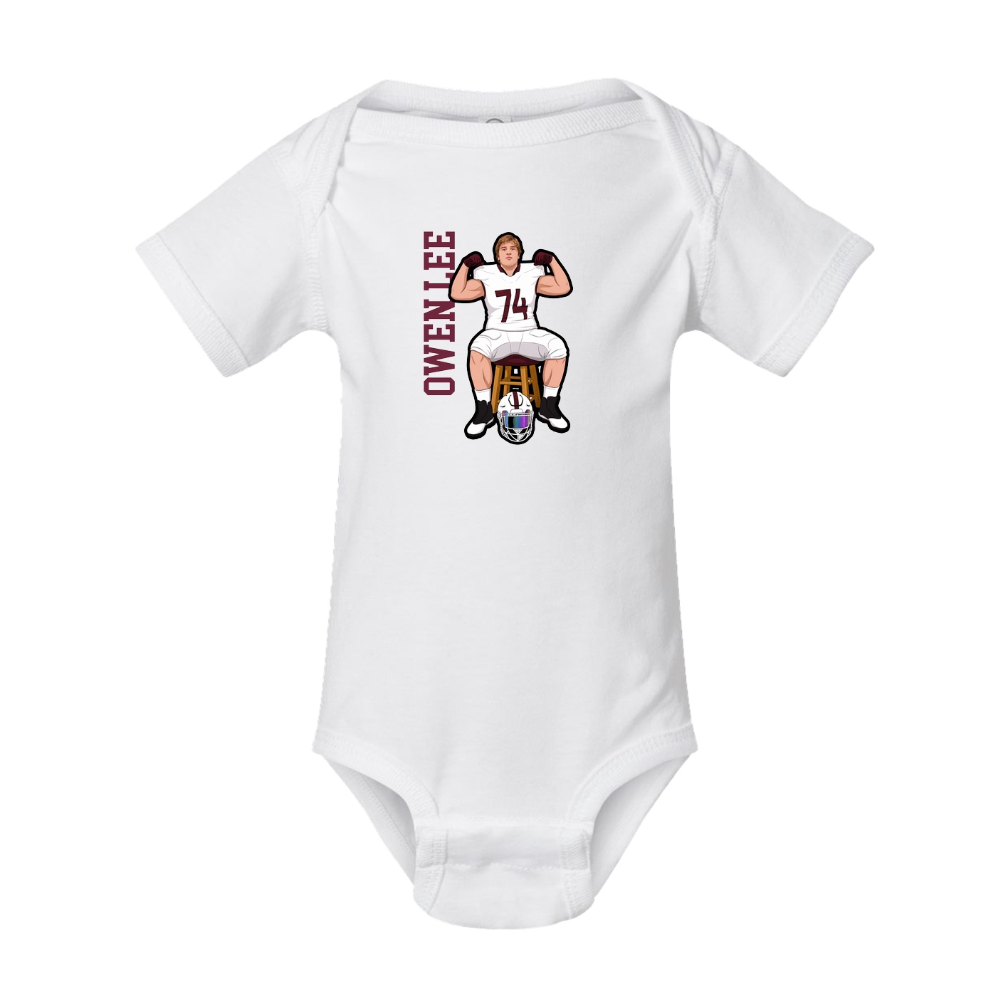 Baby Onesie — Name Vertical in White
