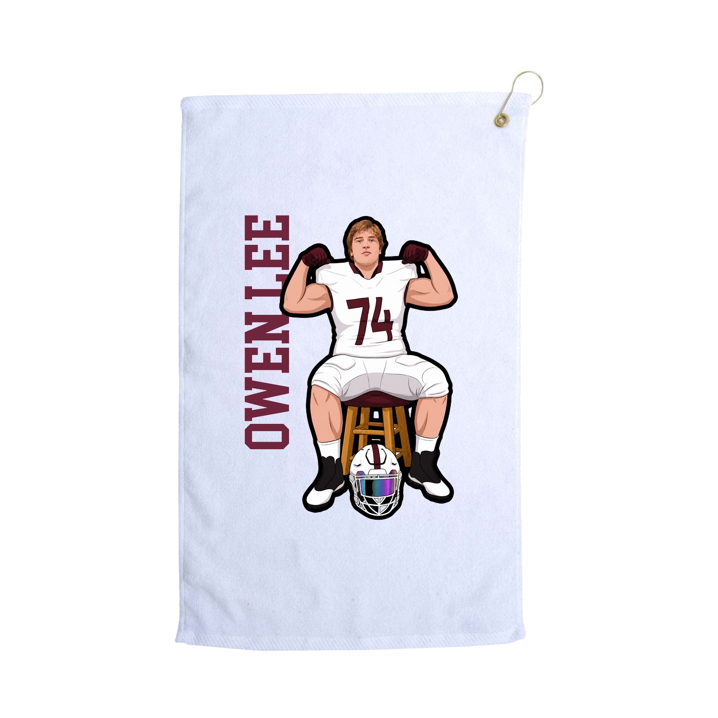 Golf Towel — Name Vertical in White