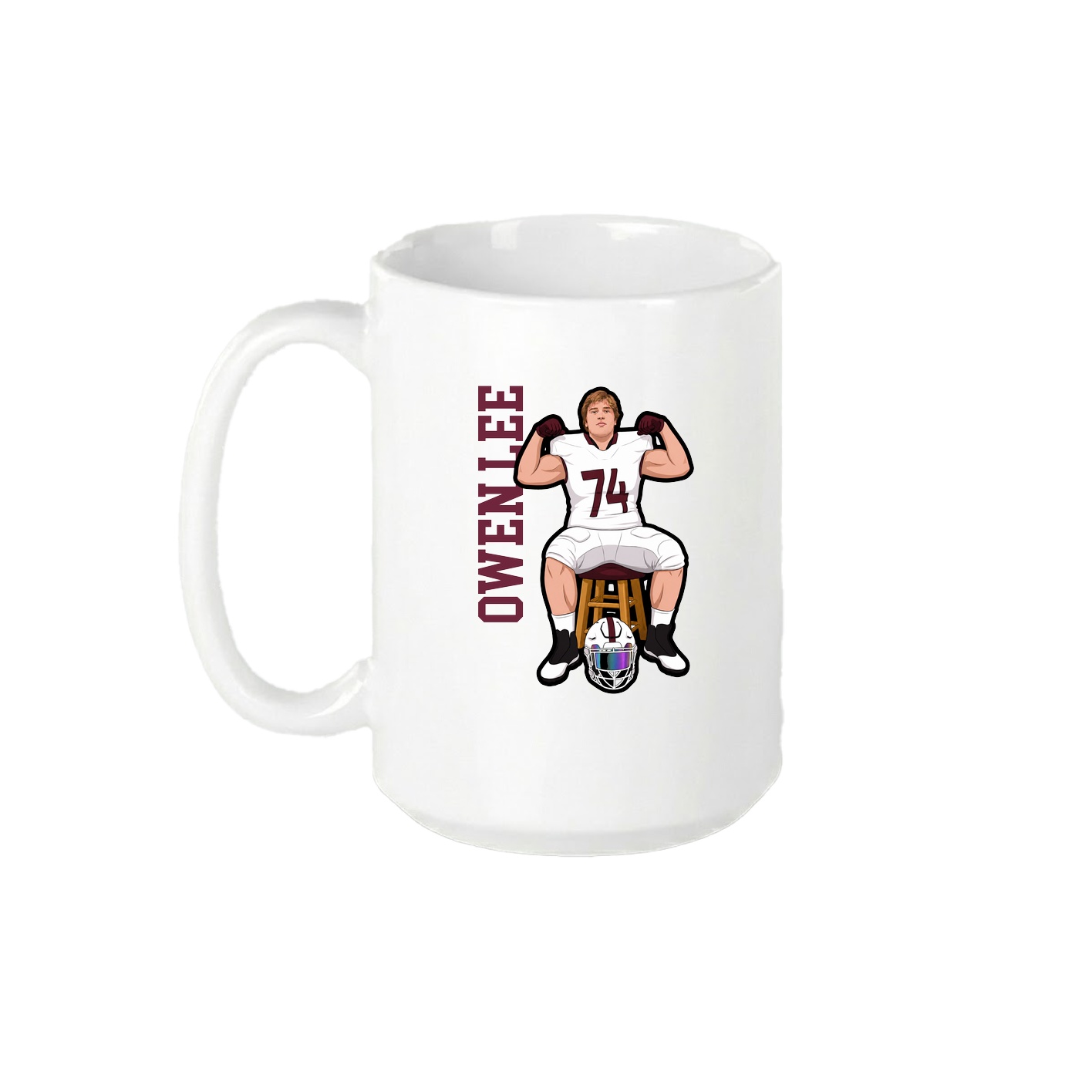 15oz Coffee Mug — Name Vertical in White
